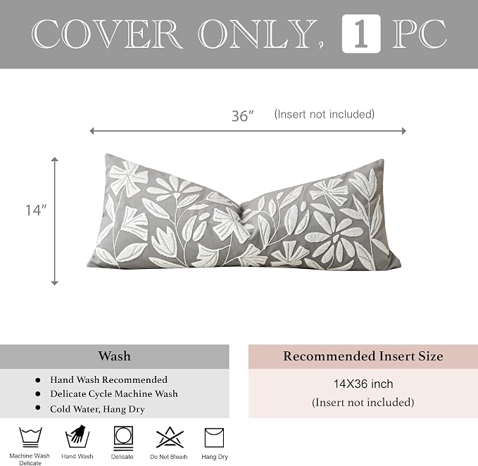 BlissBlush Grey Velvet Decorative Long Lumbar Pillow Cover 14x36, Light Gray - Image 3