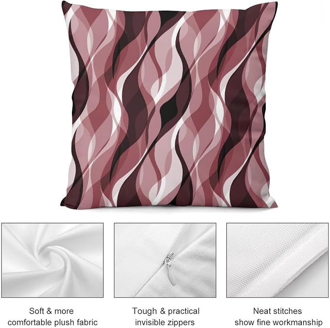 Burgundy Throw Pillow Covers Modern Abstract Ombre Burgundy Striped Decorations - Image 7