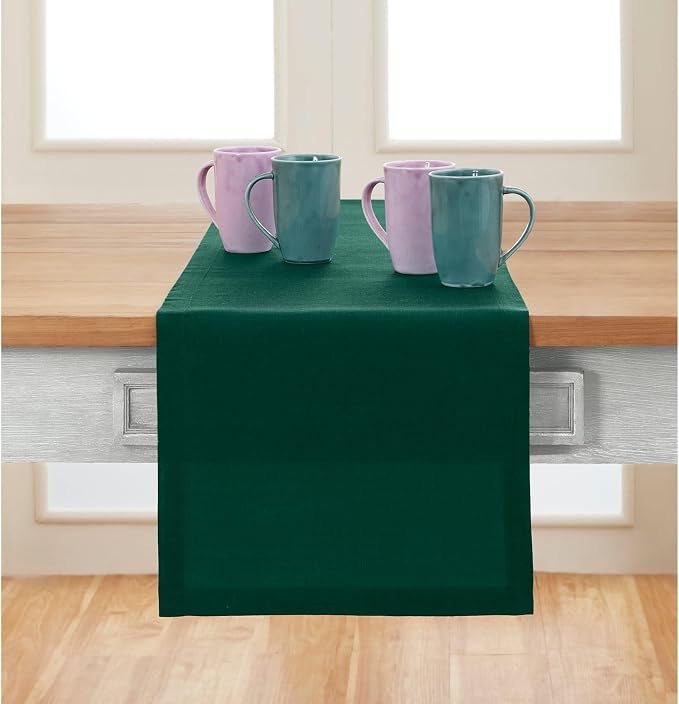 Solino Home Linen Rainforest Green Table Runner 72 Inches Long by SolinoHome