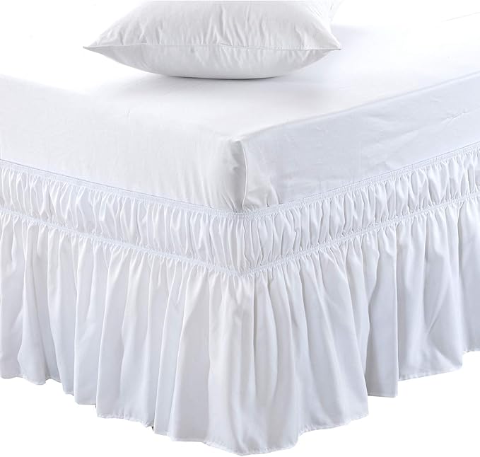 MEILA Wrap Around Bed Skirt Three Fabric Sides Elastic Dust Ruffled 18 Inch by MEILA