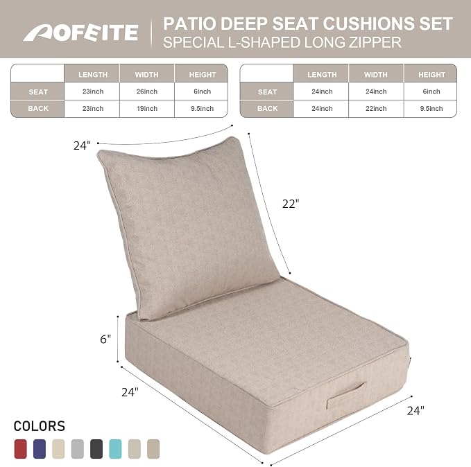 Outdoor Olefin Water-Resistant Deep Seat Cushion Set, Thickened Sofa Chair Pad - Image 4