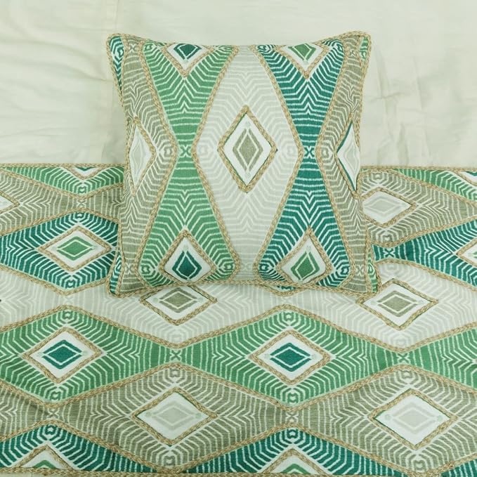 The HomeCentric King/Queen/Twin Green Designer CA King 86"x18" Bed Runner - Image 6