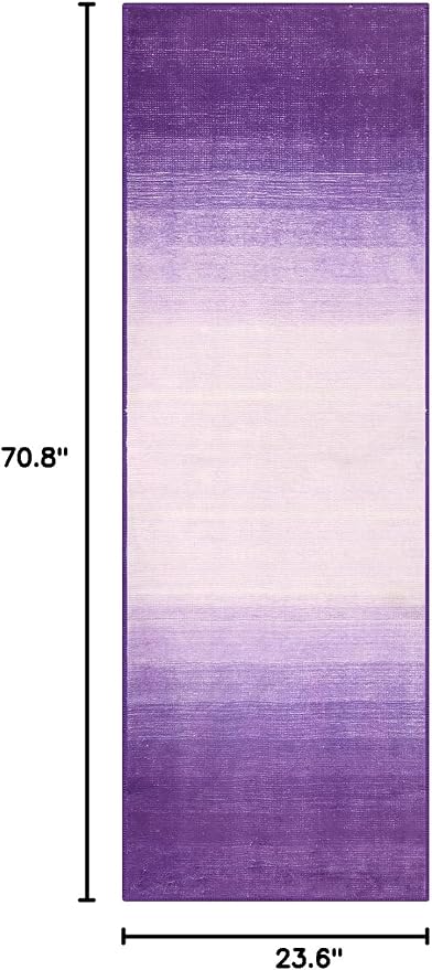 Wonnitar Washable Purple 2x6 Runner Rug, Non-Skid Modern Ombre Bathroom Runner - Image 2