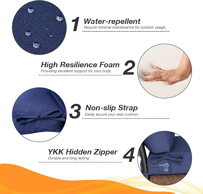 Outdoor High Back Chair Cushion Seat Pads, 44 x 21 Inch Water-Repellent & - Image 3