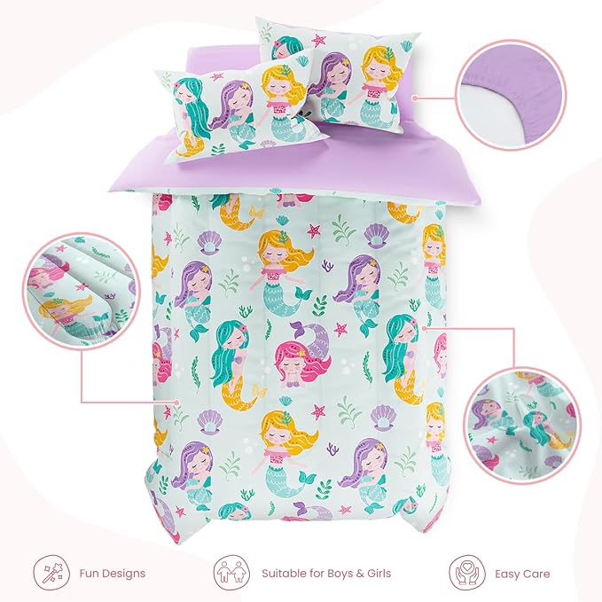 SANDJEST Mermaid Bedding Full for Girls, Ultra Soft Microfiber Comforter Set - Image 2