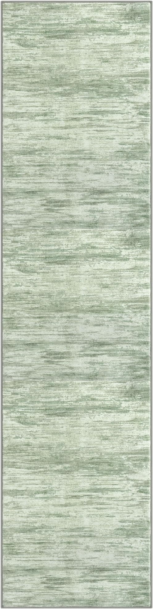 2x8 Modern Abstract Runner Rug for Hallways, Light Sage Green and Ivory Super - Image 8