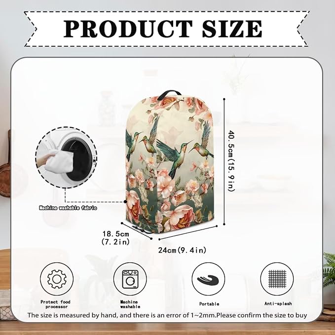 Vintage Flower Hummingbird Print Kitchen Blender Dust Cover - Image 6