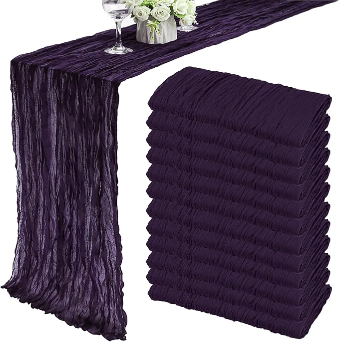 12 Pack Cheesecloth Table Runner 35x72 Inch Boho Gauze Table Runner Rustic by Fivenl