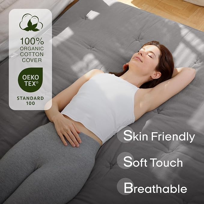ZonLi Japanese Floor Futon Mattress Twin Size 75"x 39", 100% Cotton Cover 2.5'' - Image 2