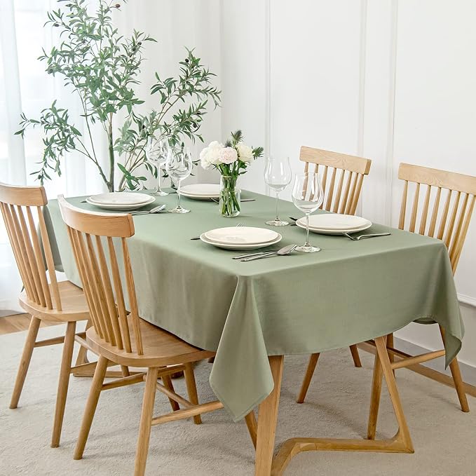 maxmill Square Tablecloth Slubby Texture Stain Resistant Waterproof Wrinkle - Image 2