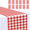 12 Pcs Red and White Checkered Table Runner Plastic 14 x 108 Disposable Gingham by MUNILAIL