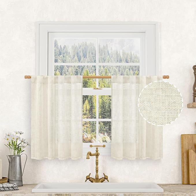 LAMIT Cafe Linen Curtains 30 Inch Length by LAMIT