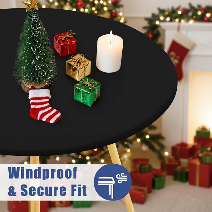 Round Spandex Tablecloth, Elastic Fitted Waterproof Tablecloths - Image 3