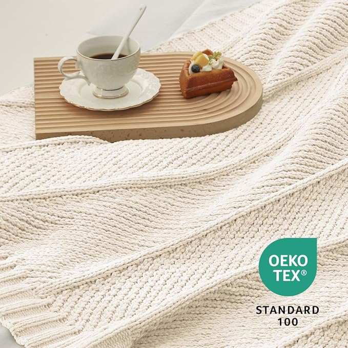 Amélie Home Chevron Chenille Knit Throw Blanket - Image 2