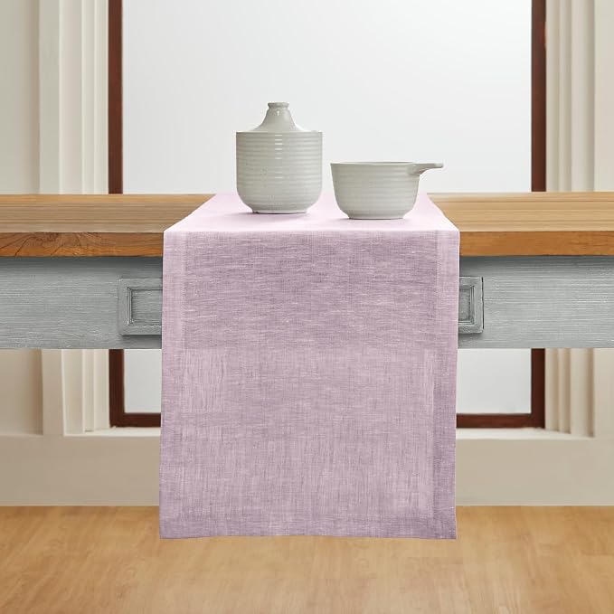 Solino Home Linen Chambray Lavender Table Runner 120 Inches Long - Image 2