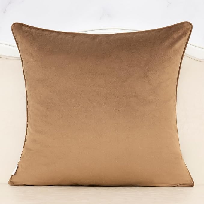 Alerfa Brown Floral Throw Pillow Cover 20 x 20 Inch Cut Velvet Sqaure Luxury - Image 2