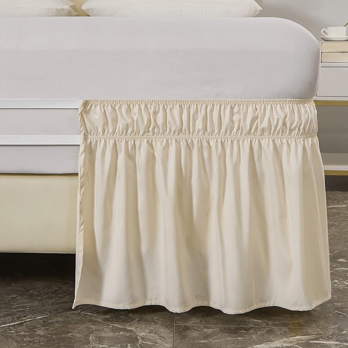 MEILA Wrap Around Bed Skirt Three Fabric Sides Elastic Dust Ruffled 14 Inch - Image 4