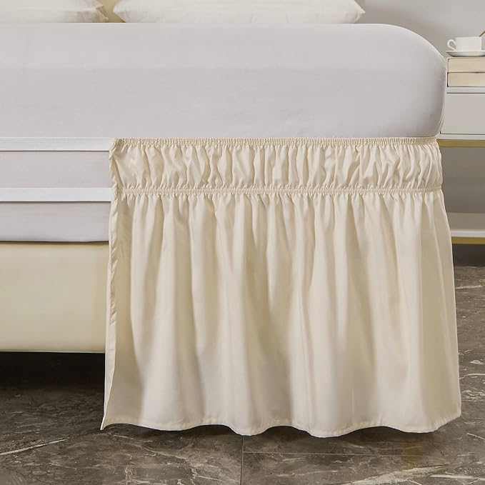 MEILA Wrap Around Bed Skirt Three Fabric Sides Elastic Dust Ruffled 24 Inch - Image 4