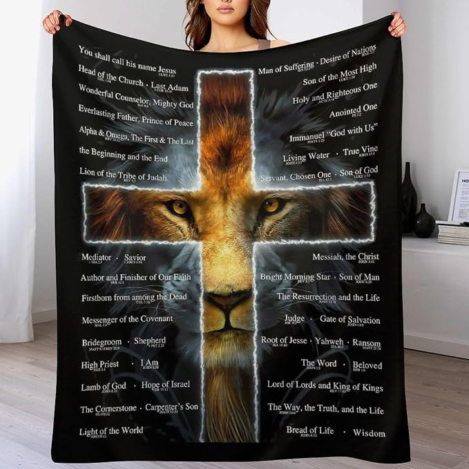 Christian Lion Scripture Jesus Throw Blanket - Image 4