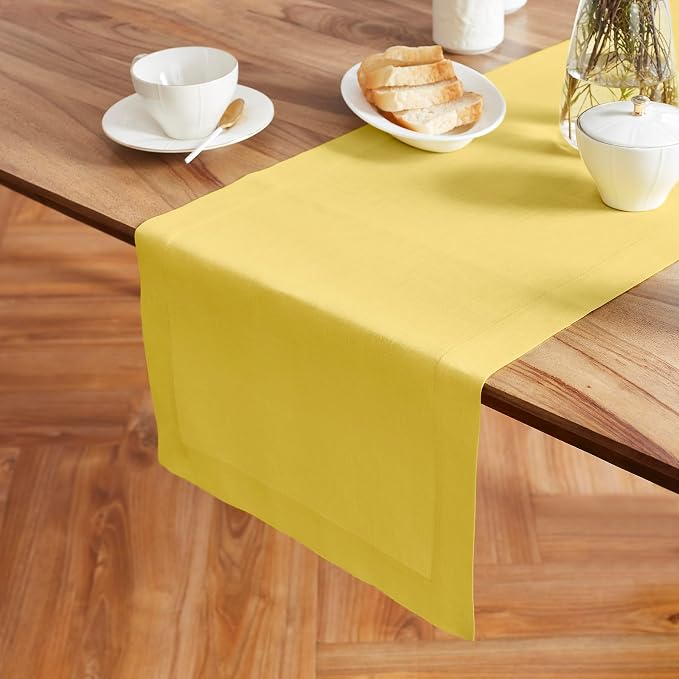 Solino Home Linen Yellow Table Runner 60 Inches - Image 2