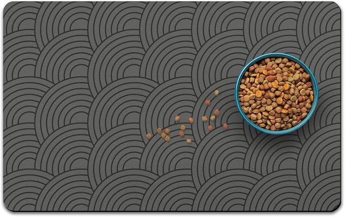 Dog Food Mat for Floors, Absorbent and Quick-Drying Pet Cat Food Mat, by QXWREL