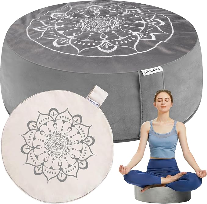 Hihealer Meditation Cushion, Traditional Tibetan Meditation Pillow Velvet Cover by HIhealer