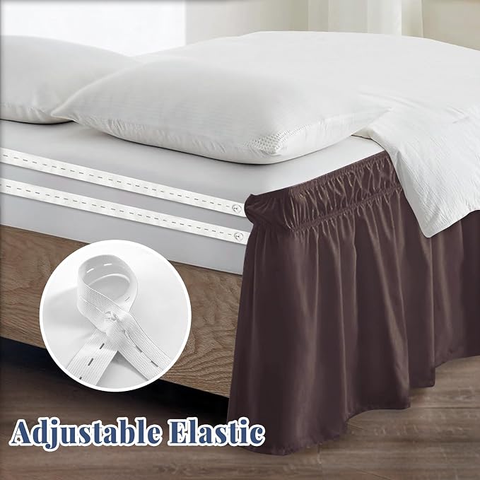 Queen Bed Skirt, Elastic Wrap Around Bed Skirt Queen Size, Bed Skirts - Image 4