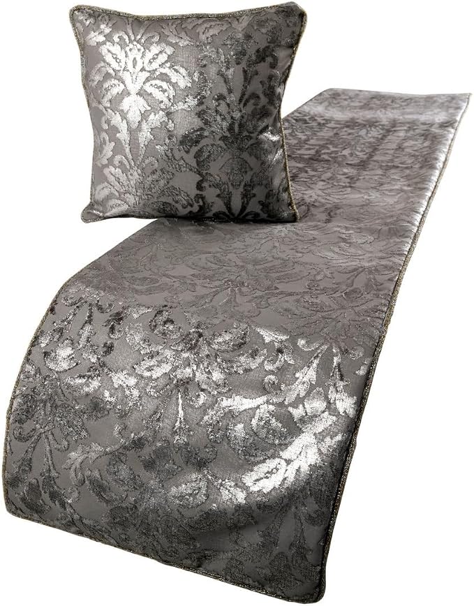 The HomeCentric Silver Bed Runner, King Size 90"x18" Decorative Bed Runner by TheHomeCentric