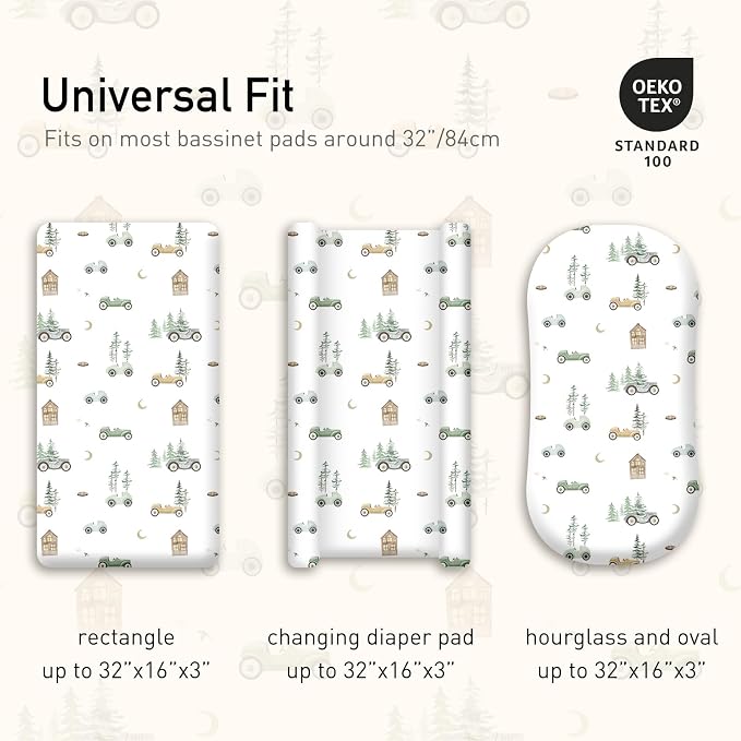 Gllquen Baby Bassinet Sheets 4 Pack, Breathable Cozy Fitted Mattress Sheet - Image 5