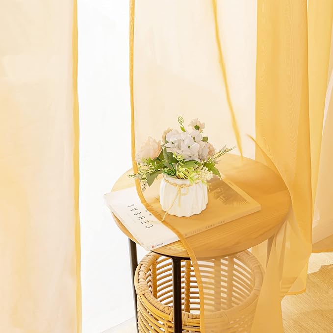 MIULEE 2 Panels Solid Color Sheer Window Curtains Elegant Window Voile Fall - Image 6