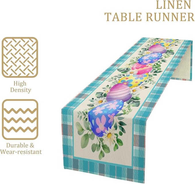 Easter Table Runner, Easter Eggs Farmhouse Table Runners, Easter Kitchen Dining - Image 3