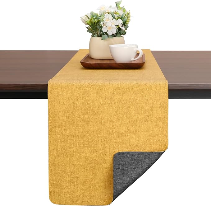 Table Runners 94 Inches Long, Dual-Sided Faux Leather Farmhouse Table Runner by Chitomars