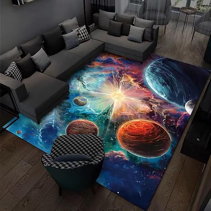 Space Rug for Boys Room 3x5 ft Universe Outer Space Rugs for Kids Bedroom Space - Image 5