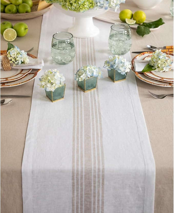 Solino Home Stripe Linen Table Runner 132 Inches Long - Image 2