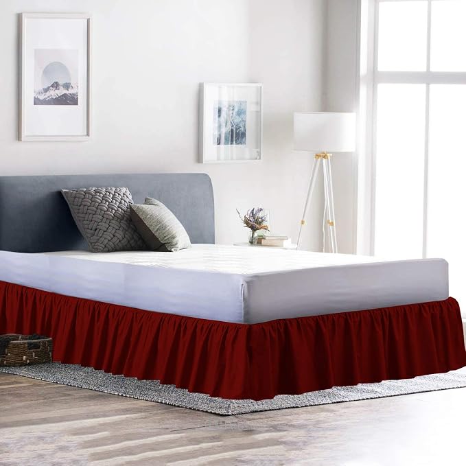 Bed Skirt - Ruffled Bed Skirt 12 Inch Drop Dust Ruffle - Dust Ruffle Bedskirt - Image 2