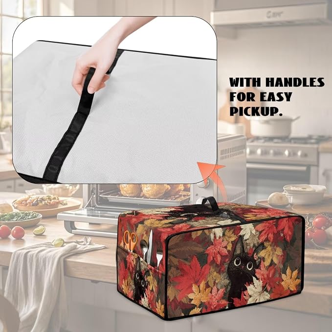 Cat Maple Leaf Print Toaster Oven Dust Cover - Image 5