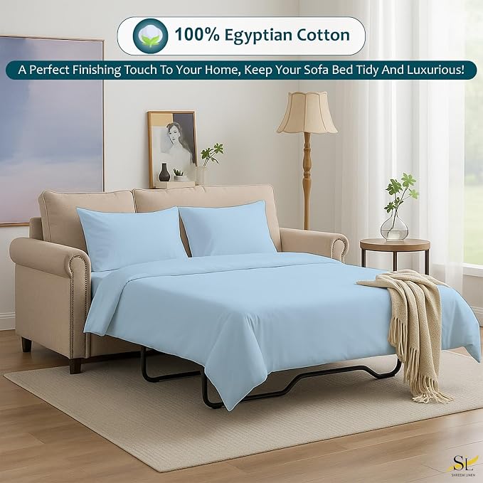 Luxury Queen Sleeper Sofa Bed Sheet Set, 100% Egyptian Cotton, 338 Thread Count - Image 2