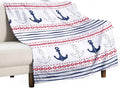 Anchor Blanket Vintage Navy Blue Red Stripe Nautical Anchor Abstract Art by JADERYS