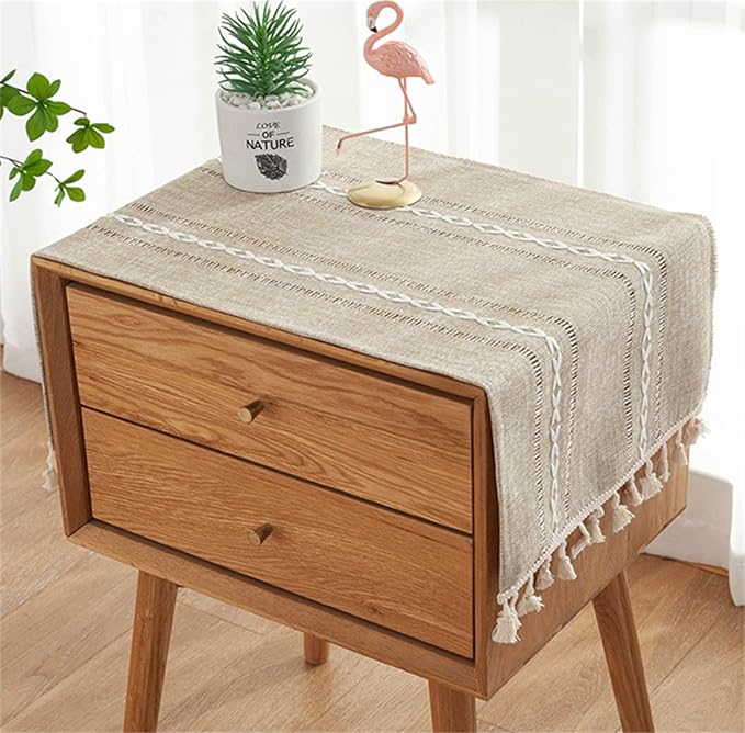 Bedside Table Cloth with Tassel Small Table Cover by Tablecloth