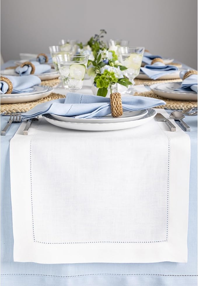 Solino Home Linen White Table Runner 72 Inches Long by SolinoHome