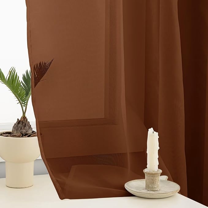 Sheer Curtains 84 Inches Long 2 Panels, Rod Pocket Short Curtain - Image 5