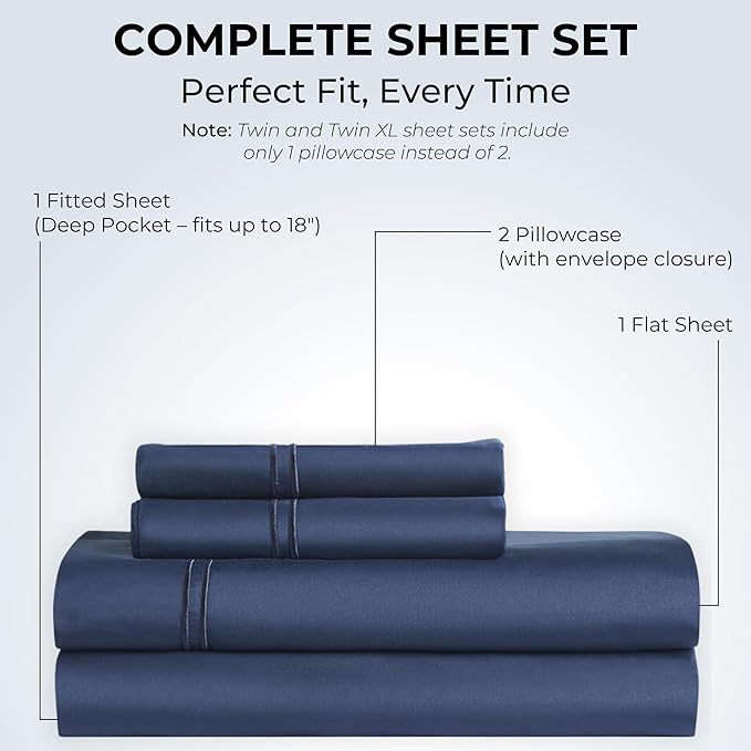 100% Natural Cotton Bed Sheets | 500 TC Single-Ply Sateen Weave King Size - Image 3