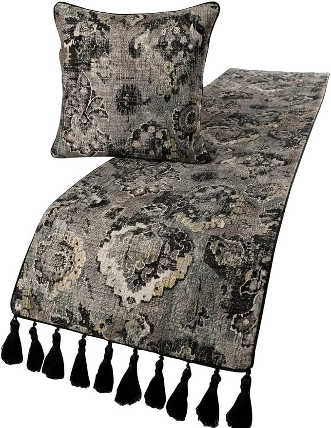 The HomeCentric Luxury Black & Grey Queen 74 x 18 inch Bed Runner by TheHomeCentric