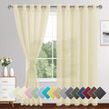 XWZO Beige Sheer Curtains 84 Inches Long 2 Panels Set by XWZO
