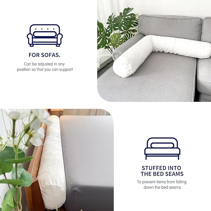 SyMax 7.8"x76" Body Pillow for King Bed, Memory Foam Bolster w/Removable Velvet - Image 2