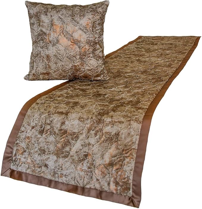 The HomeCentric King/Queen/Twin Copper Designer Twin 53"x18" Bed Runner by TheHomeCentric