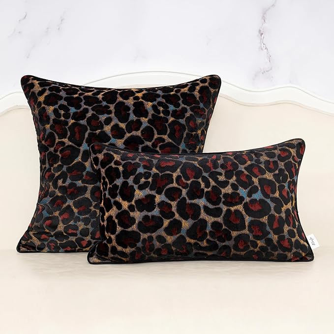 Alerfa Black Floral Throw Pillow Cover 20 x 20 Inch Cut Velvet Sqaure Luxury - Image 3