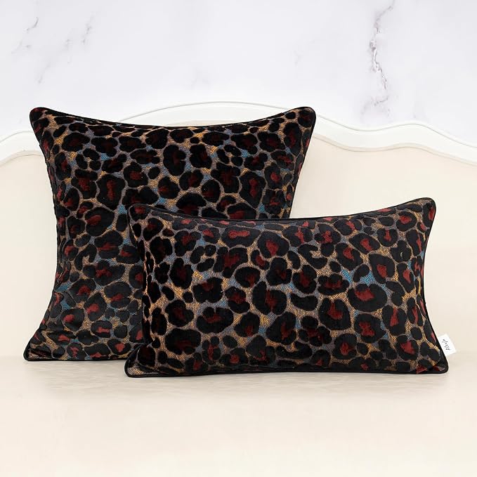 Alerfa Black Floral Throw Pillow Cover 18 x 18 Inch Cut Velvet Sqaure Luxury - Image 3
