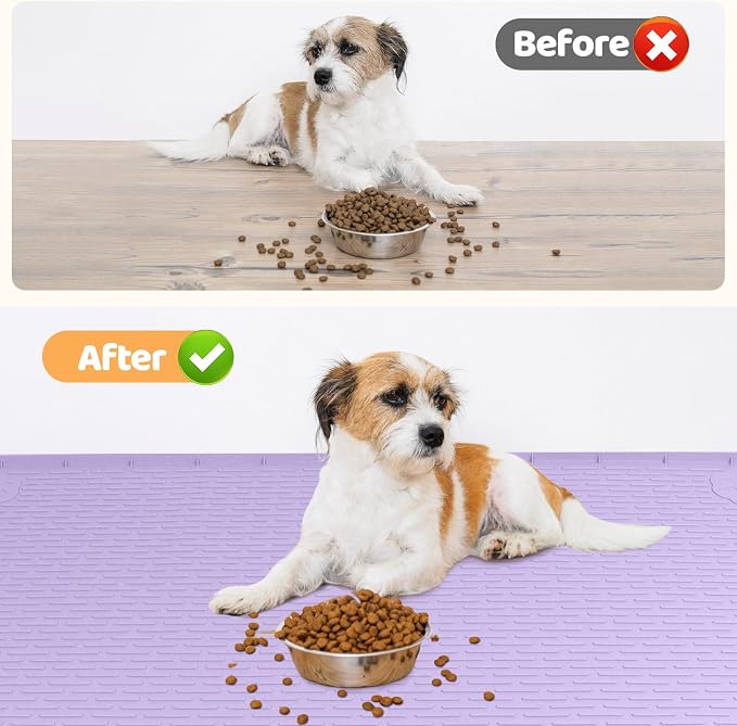 Dog Food Mat, Extra Large 40" x 28" Silicone Pet Feeding Mat - Image 4