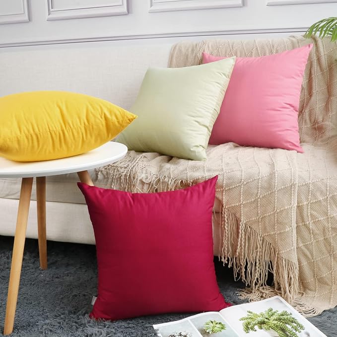 Thmyo 4-Pack 100% Cotton Comfortable Solid Decorative Throw Pillow Cases Square - Image 3